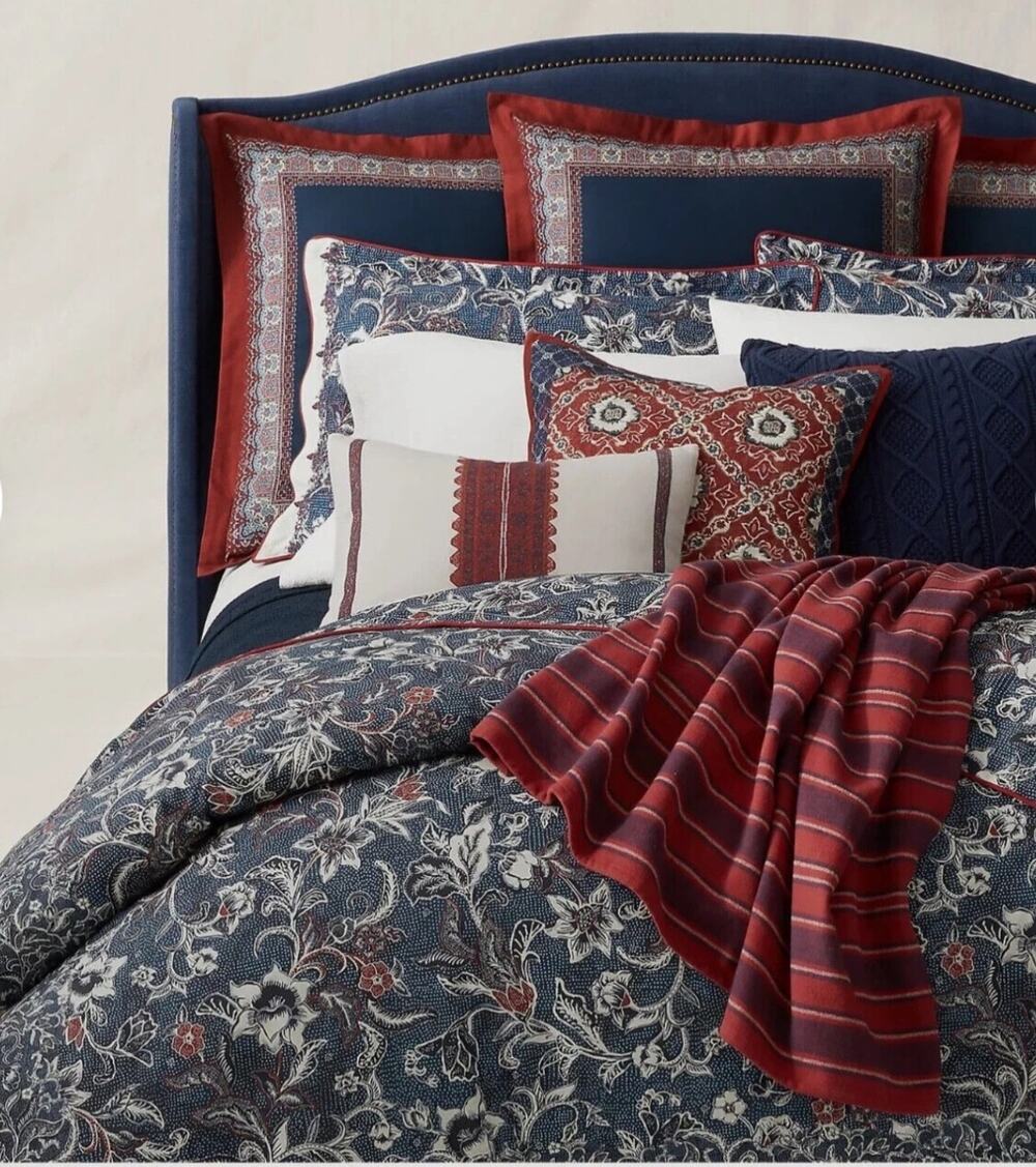 Ralph Lauren Mirabelle Duvet Cover Full/Queen 92x96 Navy Blue Floral Paisley NWT